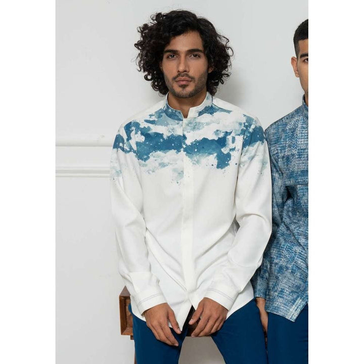 Varun Chakkilam White and Reverie Blue Smog Shirt
