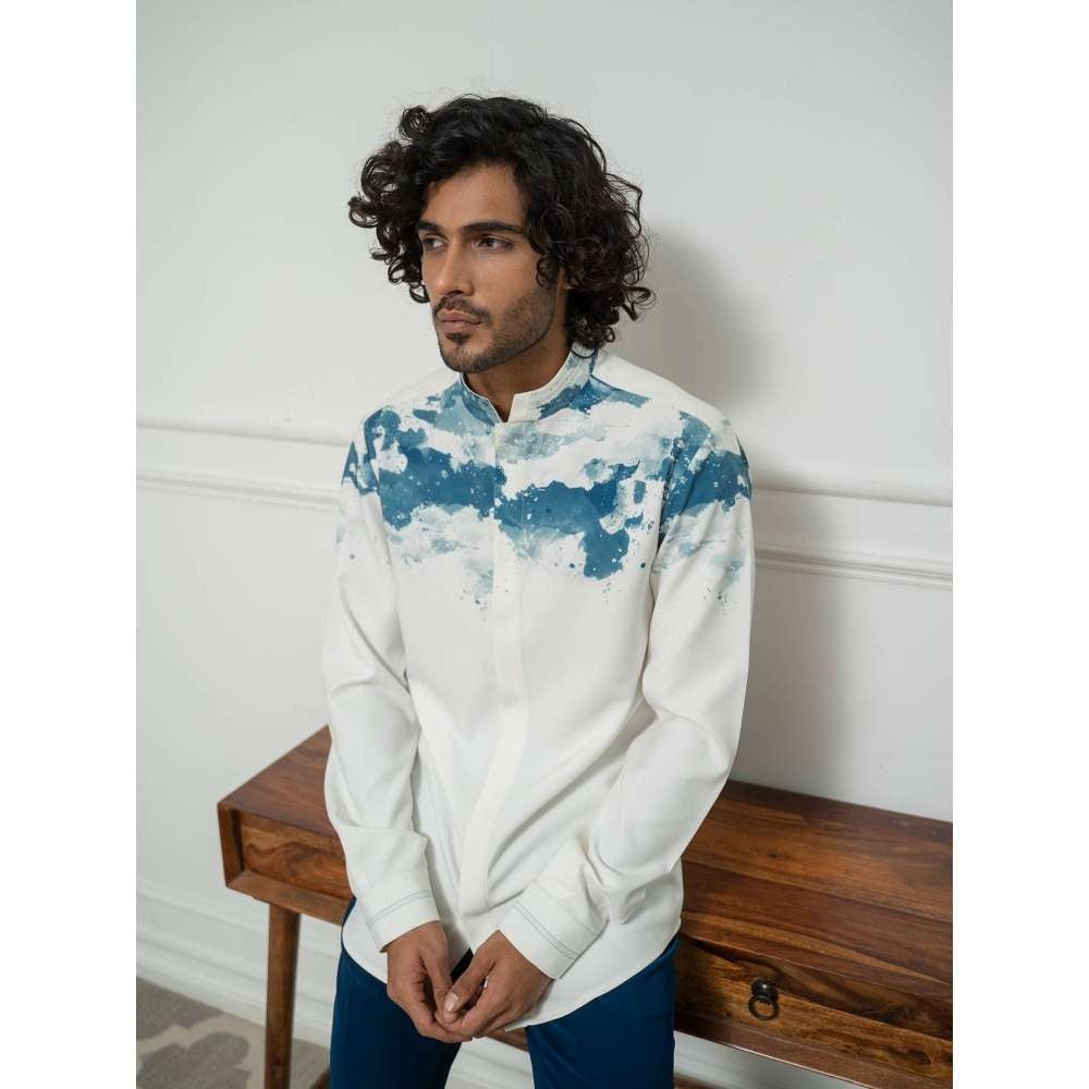 Varun Chakkilam White and Reverie Blue Smog Shirt