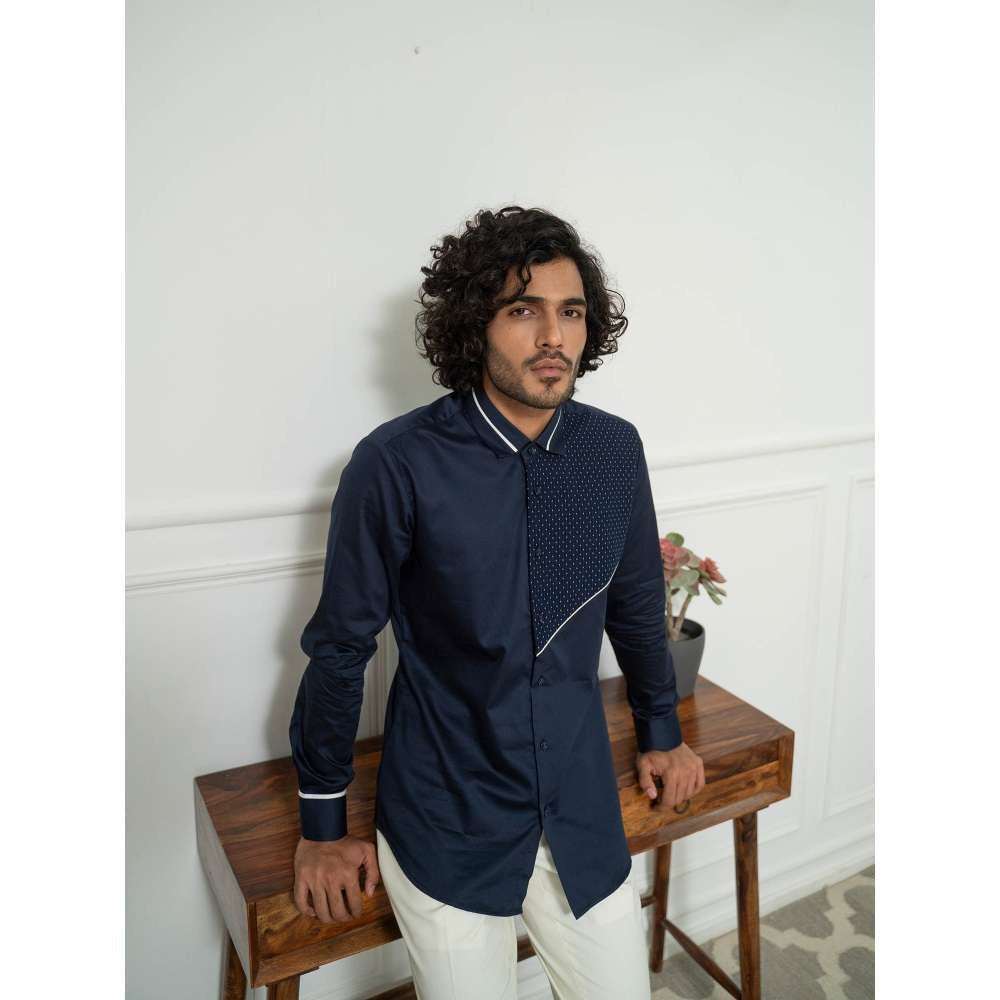 Varun Chakkilam Sundown Navy Blue Streak Shirt