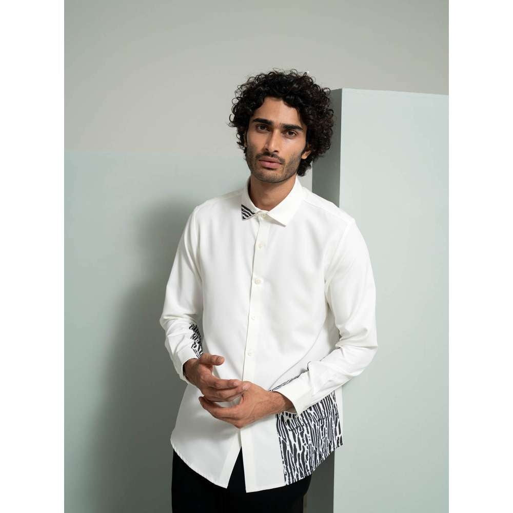 Varun Chakkilam White Printed Block Shirt