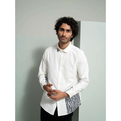 Varun Chakkilam White Printed Block Shirt