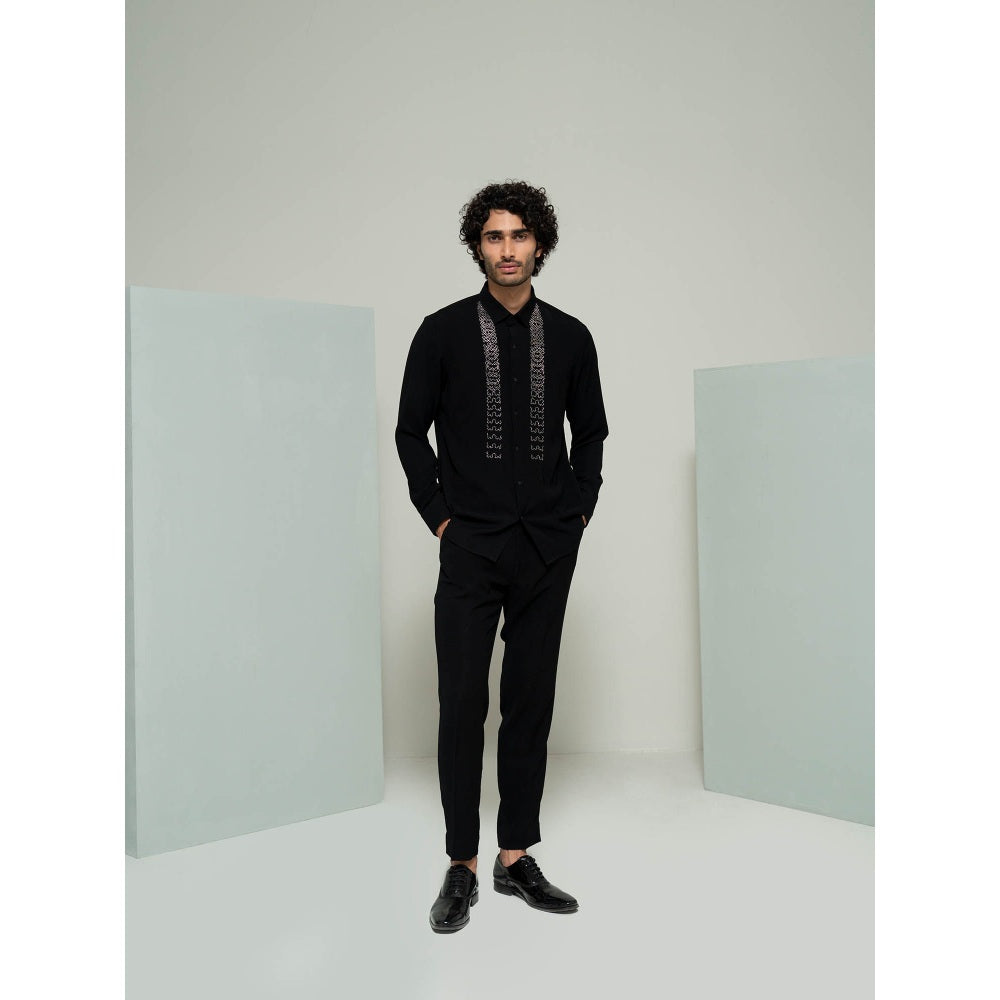 Varun Chakkilam Black Embroidered Panel Shirt