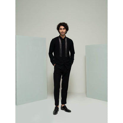 Varun Chakkilam Black Embroidered Panel Shirt