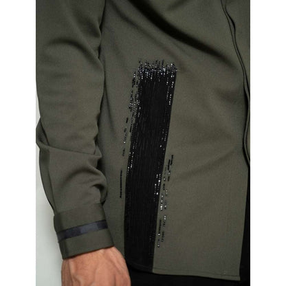 Varun Chakkilam Olive Embroidered Streak Shirt