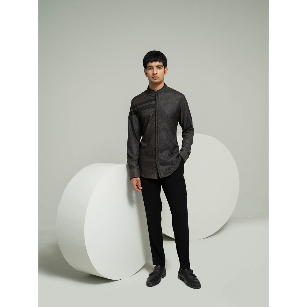 Varun Chakkilam Brown Camouflage Stripe Shirt