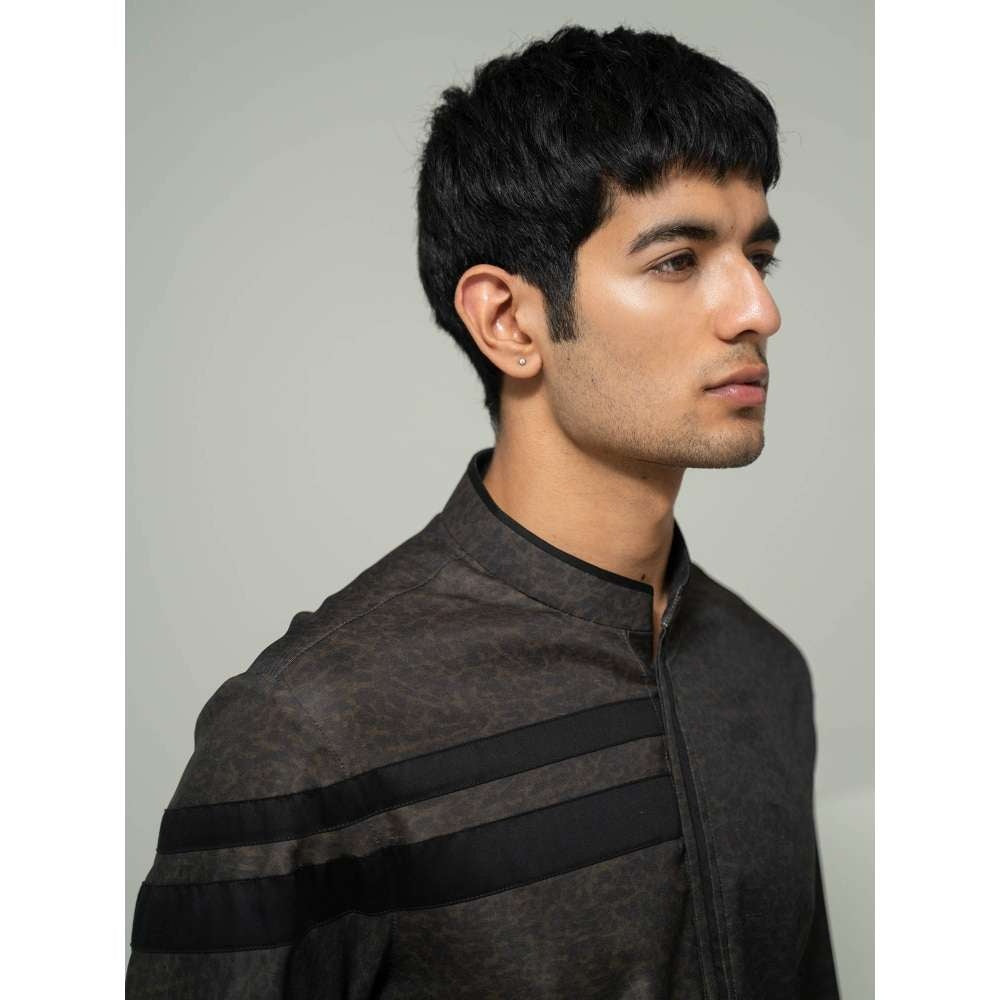 Varun Chakkilam Brown Camouflage Stripe Shirt