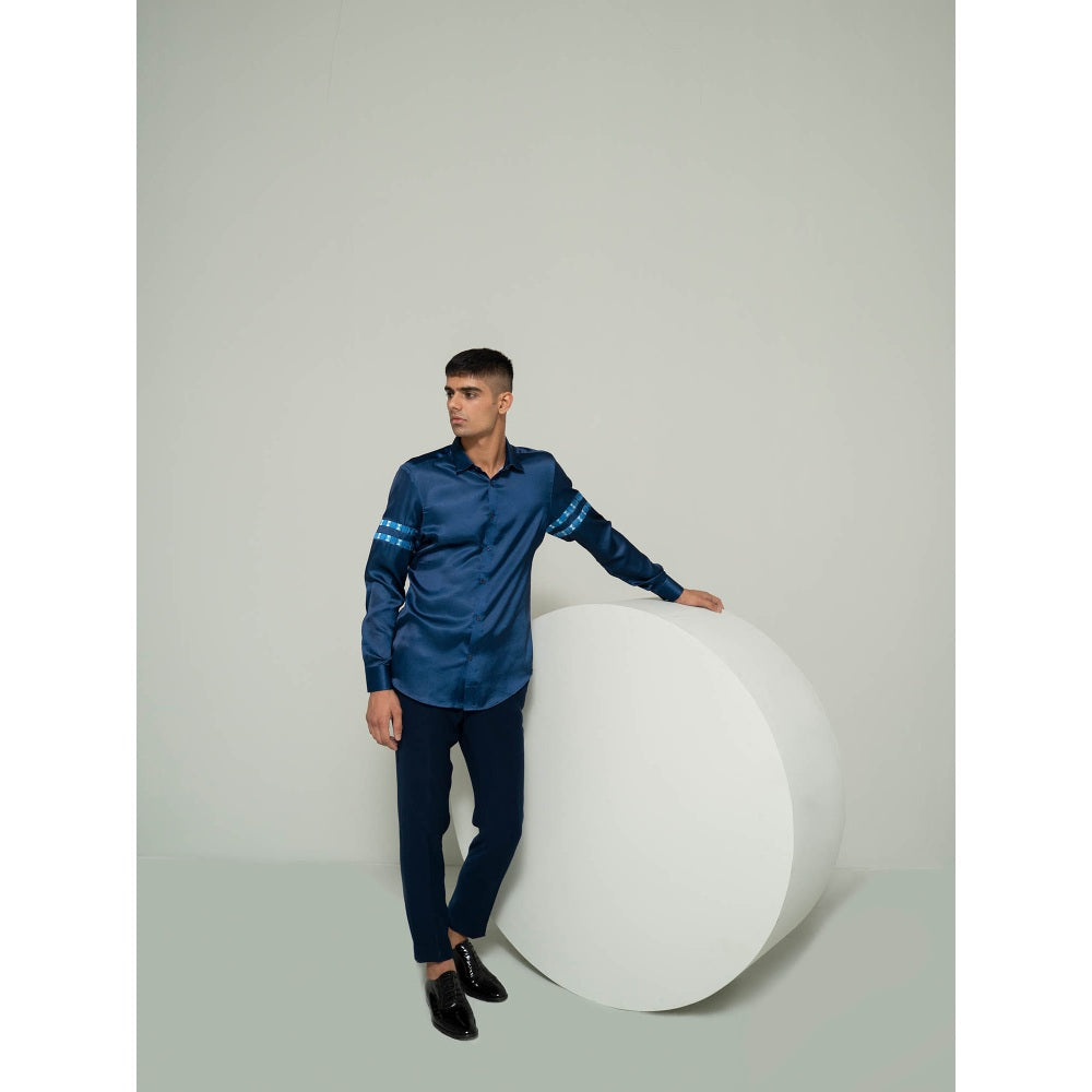 Varun Chakkilam Blue Hourglass Striped Shirt