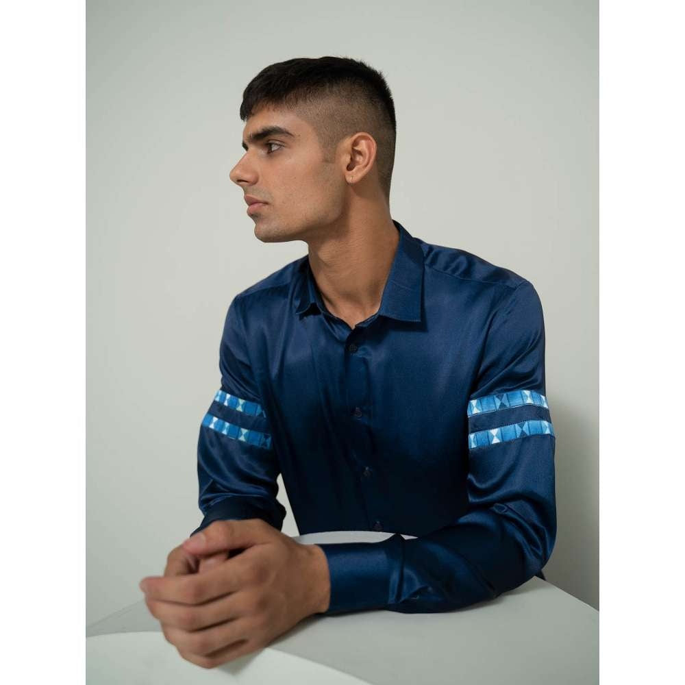 Varun Chakkilam Blue Hourglass Striped Shirt