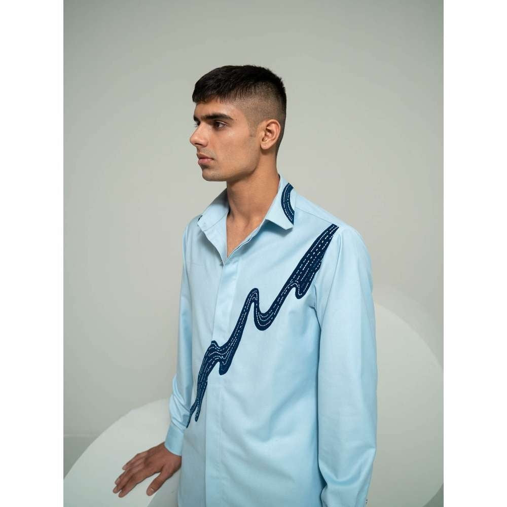 Varun Chakkilam Sky Blue Appliqu Shirt