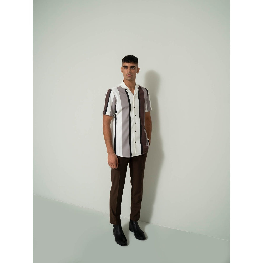 Varun Chakkilam Mocha Brown Stripes Shirt