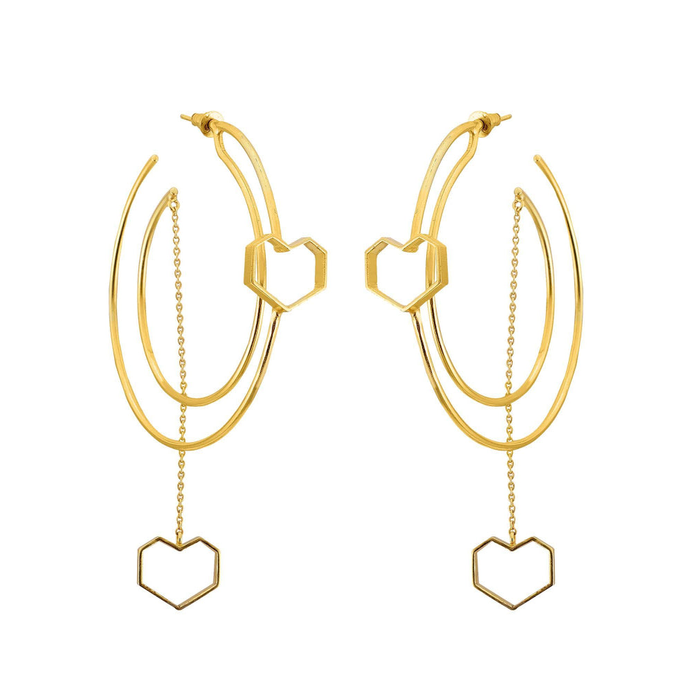 VARNIKA ARORA United- 22K Gold Plated Heart Hoops Earrings