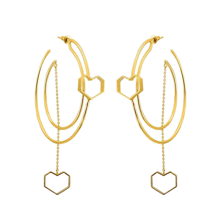 VARNIKA ARORA United- 22K Gold Plated Heart Hoops Earrings