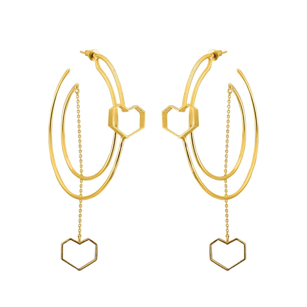 VARNIKA ARORA United- 22K Gold Plated Heart Hoops Earrings