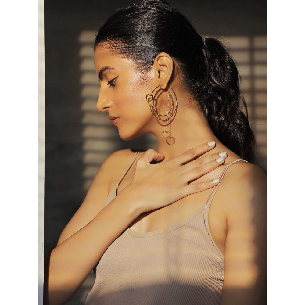 VARNIKA ARORA United- 22K Gold Plated Heart Hoops Earrings