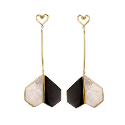 VARNIKA ARORA Coalesce-22K Gold Plating Mother Of Pearl Black Onyx Dangler Earrings