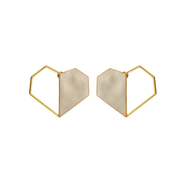 VARNIKA ARORA Twin- 22K Gold Plated Mother Of Pearl Studs Heart Earrings