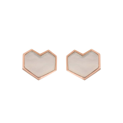 VARNIKA ARORA Hearty- 22K Rose Gold Plated Mother Of Pearl Studs Heart Earrings