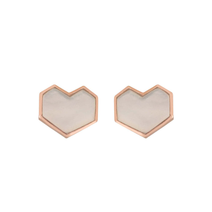 VARNIKA ARORA Hearty- 22K Rose Gold Plated Mother Of Pearl Studs Heart Earrings