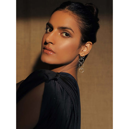 VARNIKA ARORA Rung- 22K Gold Plated Heart Dangler Earrings