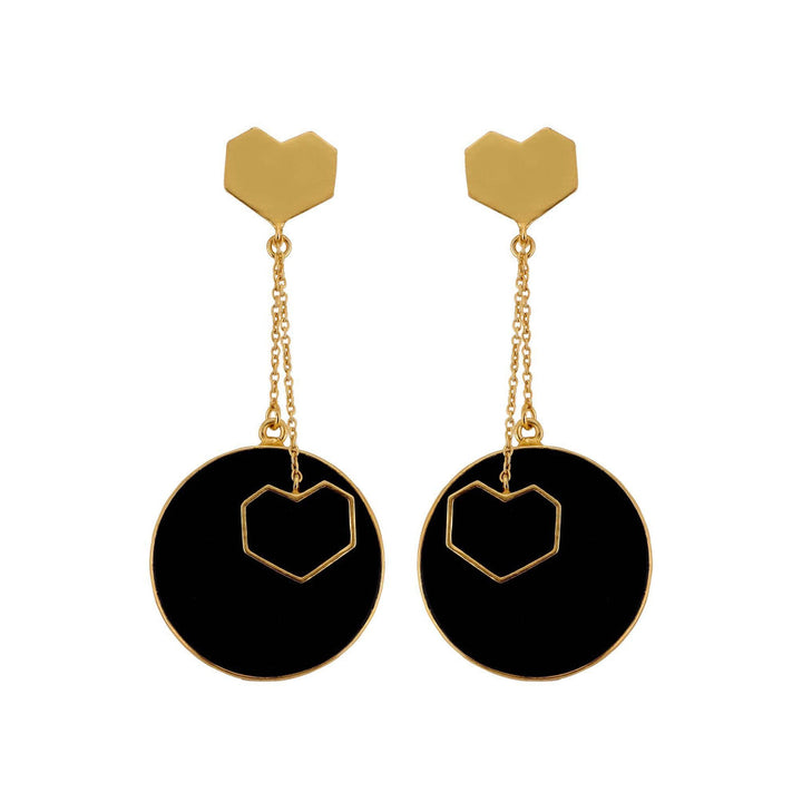 VARNIKA ARORA Drift- 22K Gold Plated Black Onyx Heart Dangler Earrings