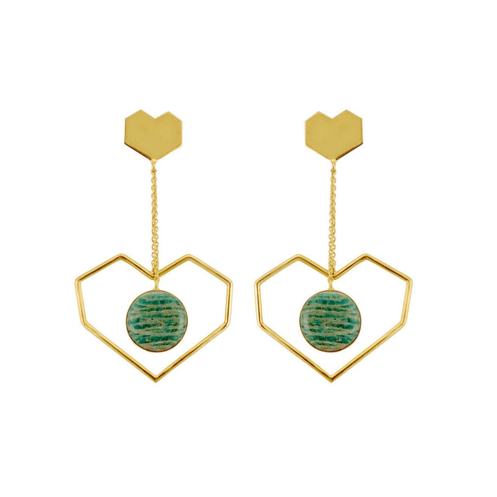 VARNIKA ARORA Chime- 22K Gold Plated Amozonite Semiprecious Dangler Earrings