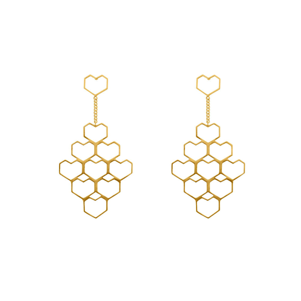 VARNIKA ARORA Troop- 22K Gold Plated Heart Dangler Earrings