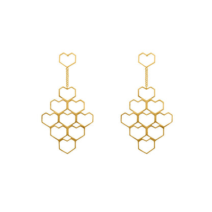 VARNIKA ARORA Troop- 22K Gold Plated Heart Dangler Earrings
