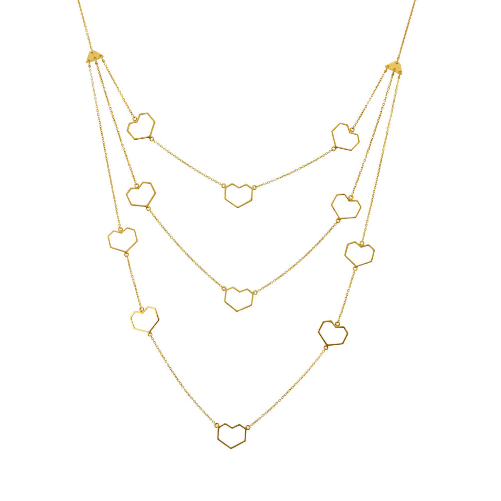 VARNIKA ARORA Contour- 22K Gold Plated Heart Layered Chain Neckpiece