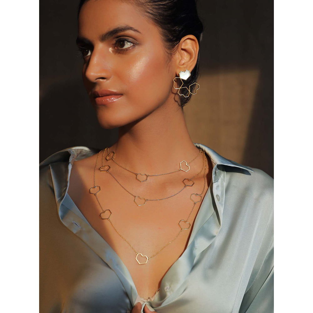 VARNIKA ARORA Contour- 22K Gold Plated Heart Layered Chain Neckpiece