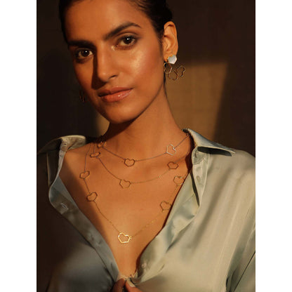 VARNIKA ARORA Contour- 22K Gold Plated Heart Layered Chain Neckpiece