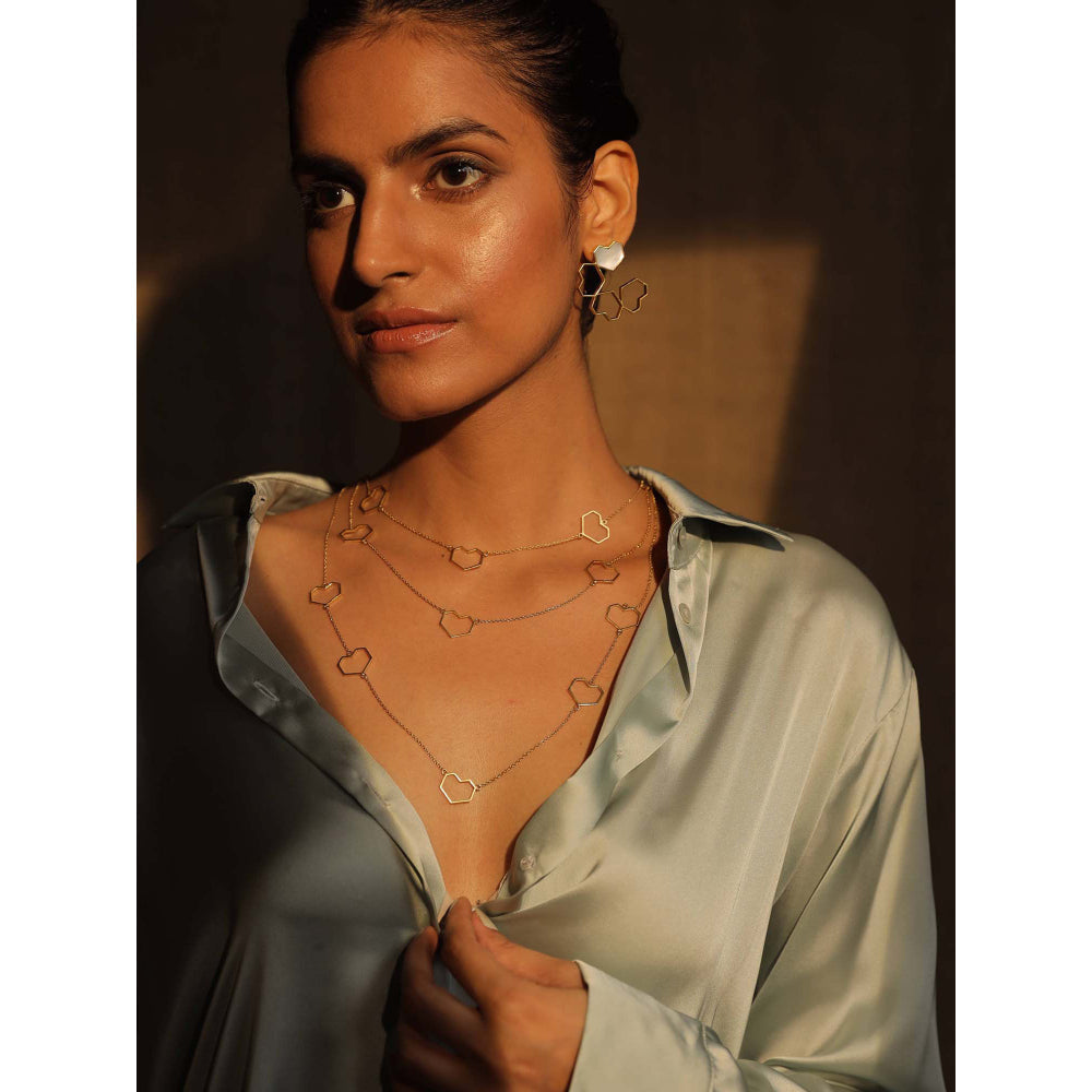 VARNIKA ARORA Contour- 22K Gold Plated Heart Layered Chain Neckpiece