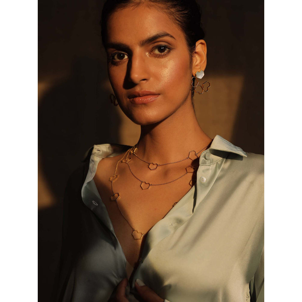 VARNIKA ARORA Contour- 22K Gold Plated Heart Layered Chain Neckpiece