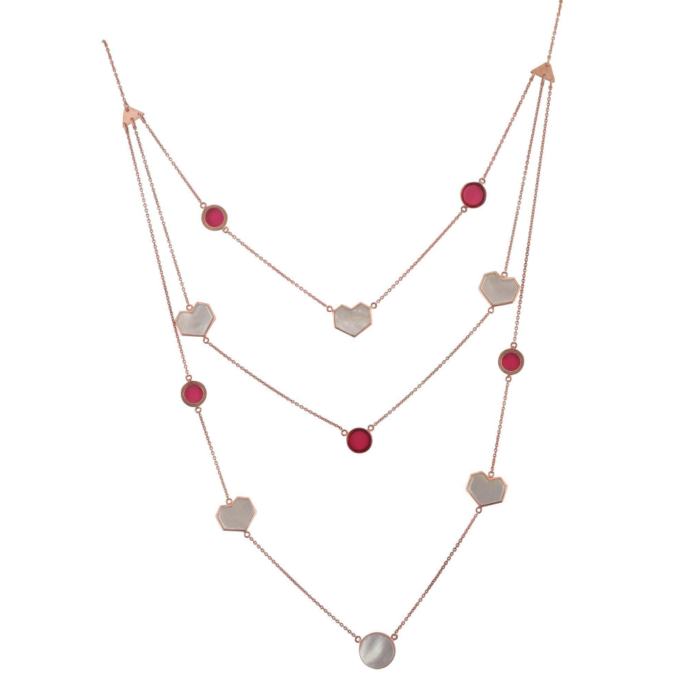 VARNIKA ARORA Laminar-22K Rose Gold Plated White Mother Of Pearl And Pink Neckpiece.