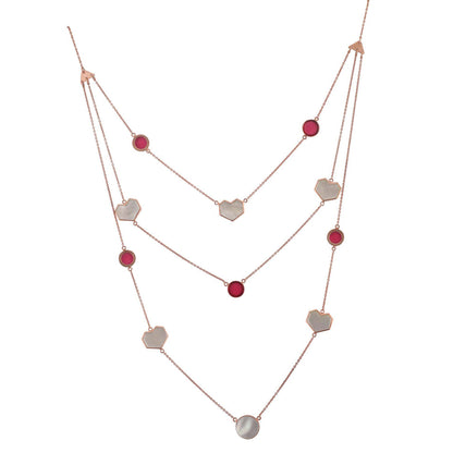 VARNIKA ARORA Laminar-22K Rose Gold Plated White Mother Of Pearl And Pink Neckpiece.