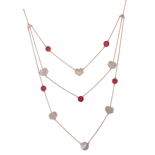 VARNIKA ARORA Laminar-22K Rose Gold Plated White Mother Of Pearl And Pink Neckpiece.