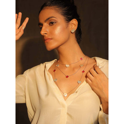 VARNIKA ARORA Laminar-22K Rose Gold Plated White Mother Of Pearl And Pink Neckpiece.