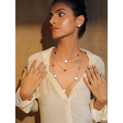VARNIKA ARORA Laminar-22K Rose Gold Plated White Mother Of Pearl And Pink Neckpiece.