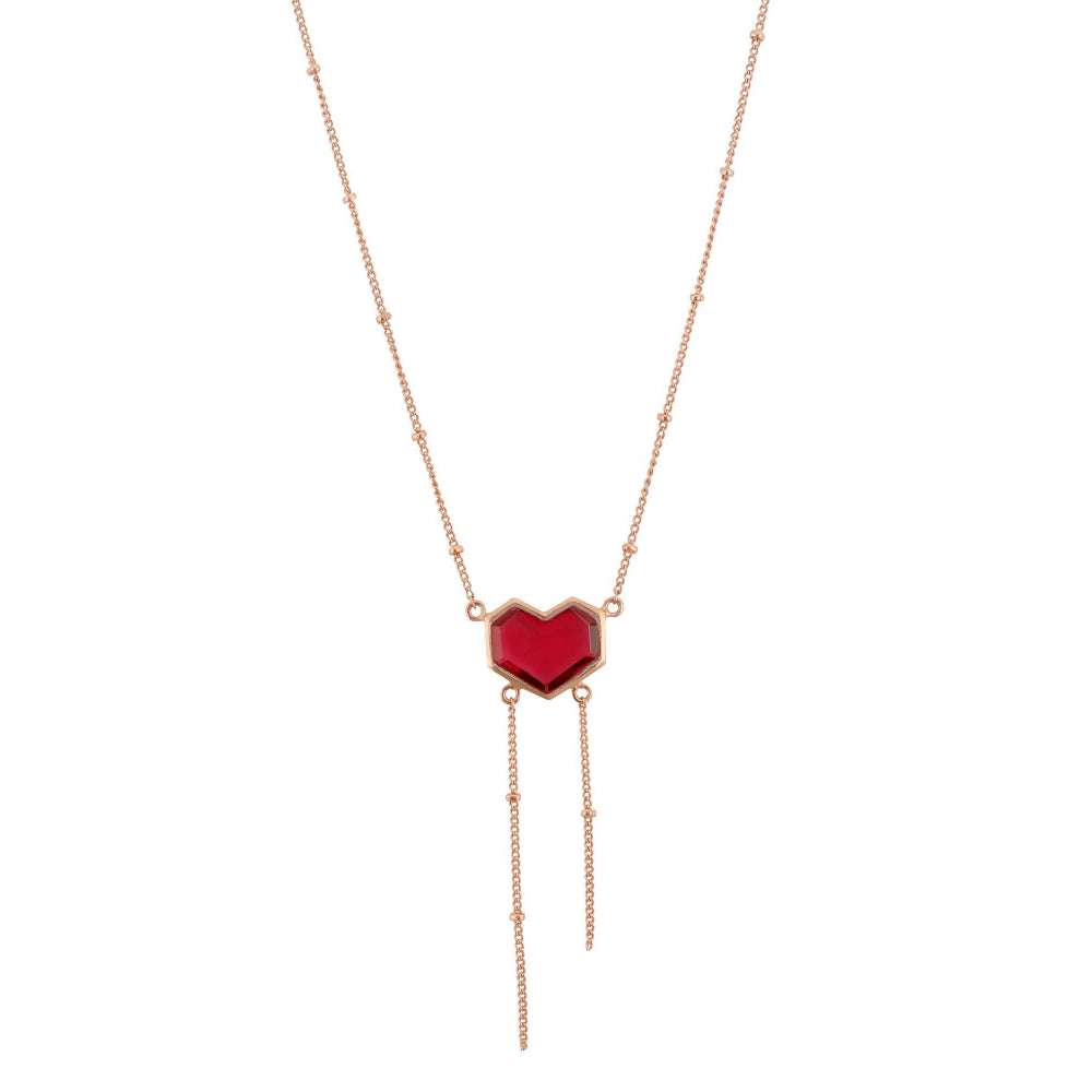 VARNIKA ARORA Lone- 22K Rose Gold Plated Pink Semi Precious Gemstone Heart Neckpiece