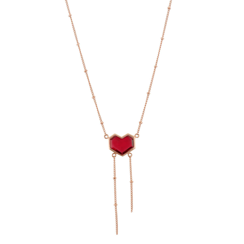 VARNIKA ARORA Lone- 22K Rose Gold Plated Pink Semi Precious Gemstone Heart Neckpiece