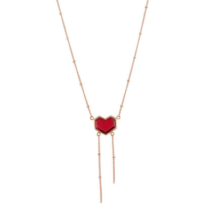 VARNIKA ARORA Lone- 22K Rose Gold Plated Pink Semi Precious Gemstone Heart Neckpiece