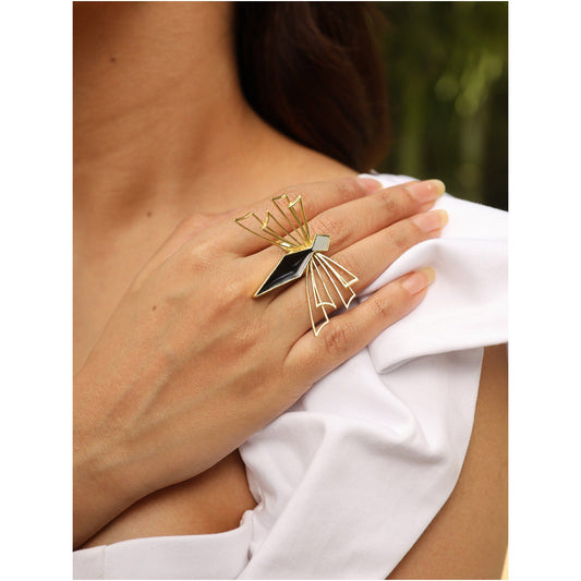 VARNIKA ARORA Erkin Statement Ring - Black