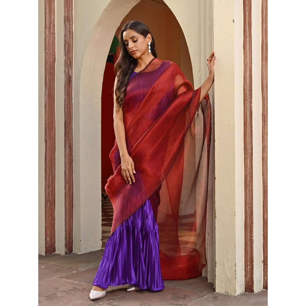 Vinya Multicolor Pleated Saree Gown