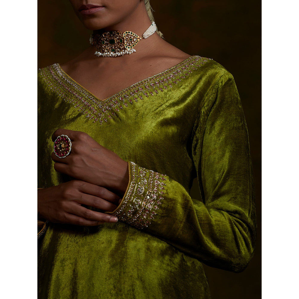 WeaverStory Heena Sharara Set With Zardozi Borders And Tissue Dupatta (Set of 3)