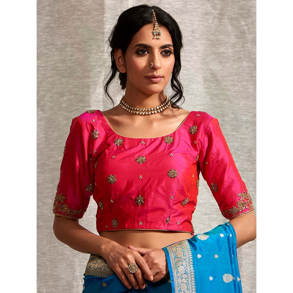 WeaverStory Fuschia with Bazuband Embroidery and Booti Blouse