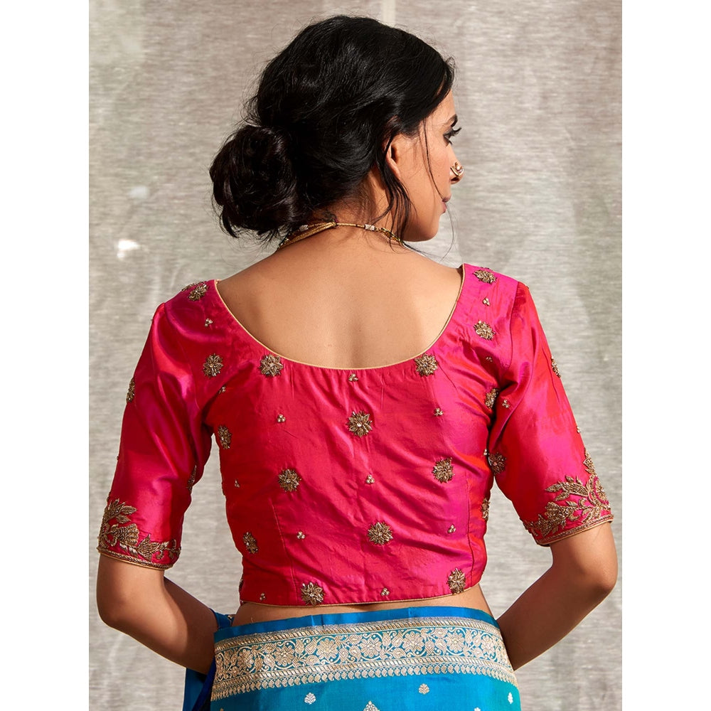 WeaverStory Fuschia with Bazuband Embroidery and Booti Blouse