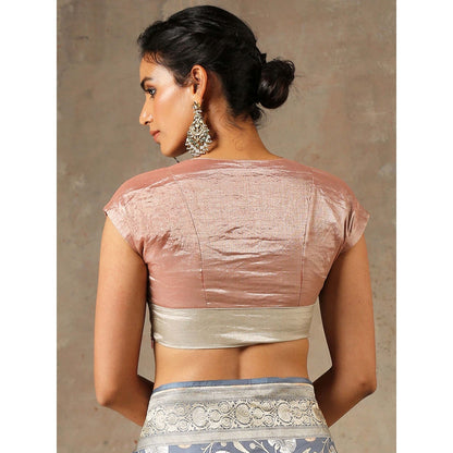 WeaverStory Pink Tissue Blouse with Silver Waist Panel