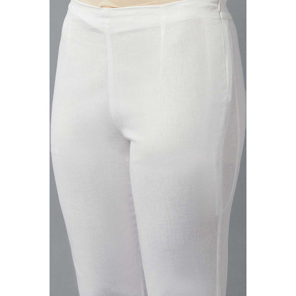WISHFUL by W White Solid Slim Pant