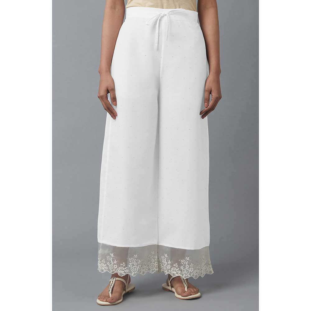 WISHFUL by W White Solid Parallel Pant