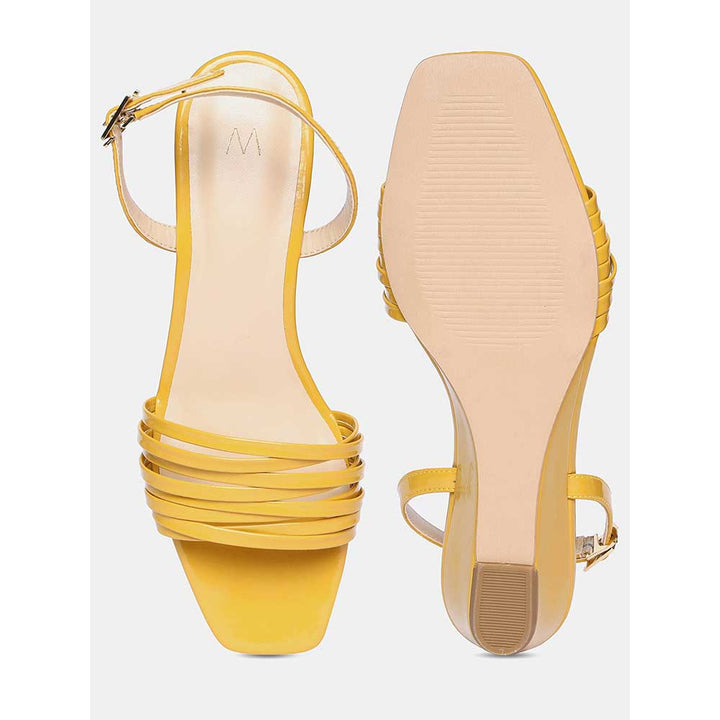 W Mustard Solid Square Toe Wedge