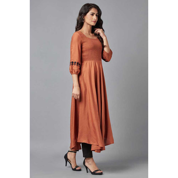 W Brown Embroidered Dress